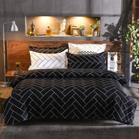 HKM-125267 Geometric Pattern Three-Piece Bedding Set with Quilt Cover and Pillowcases