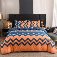 HKM-125267 Geometric Pattern Three-Piece Bedding Set with Quilt Cover and Pillowcases