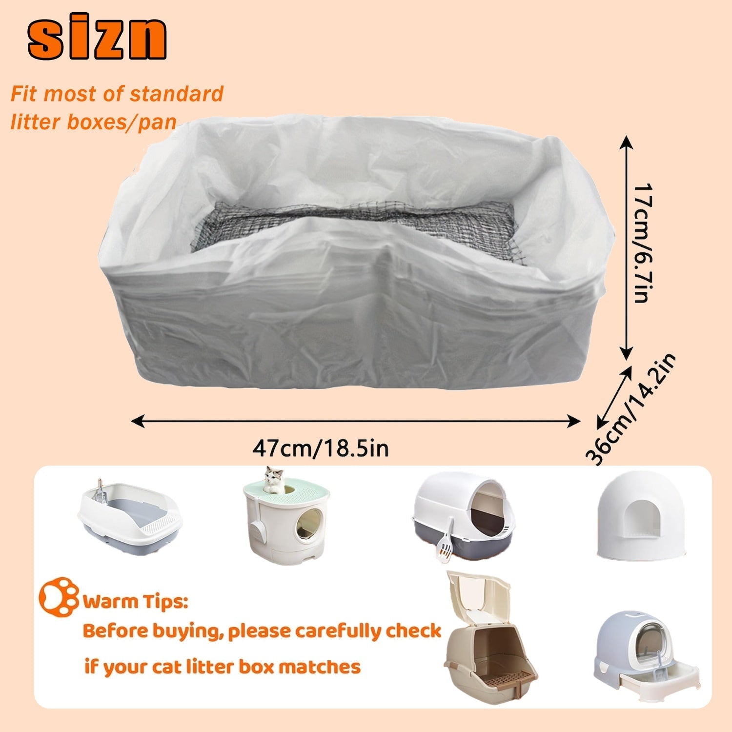 HKM-125267 Reusable Cat Litter Filter Bags with Strainer - 10 Pack, Easy to Clean and Portable Design