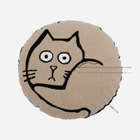 HKM-125331 Round Cute Cartoon Sofa Pillow for Living Room - 50cm Diameter, Cat Design