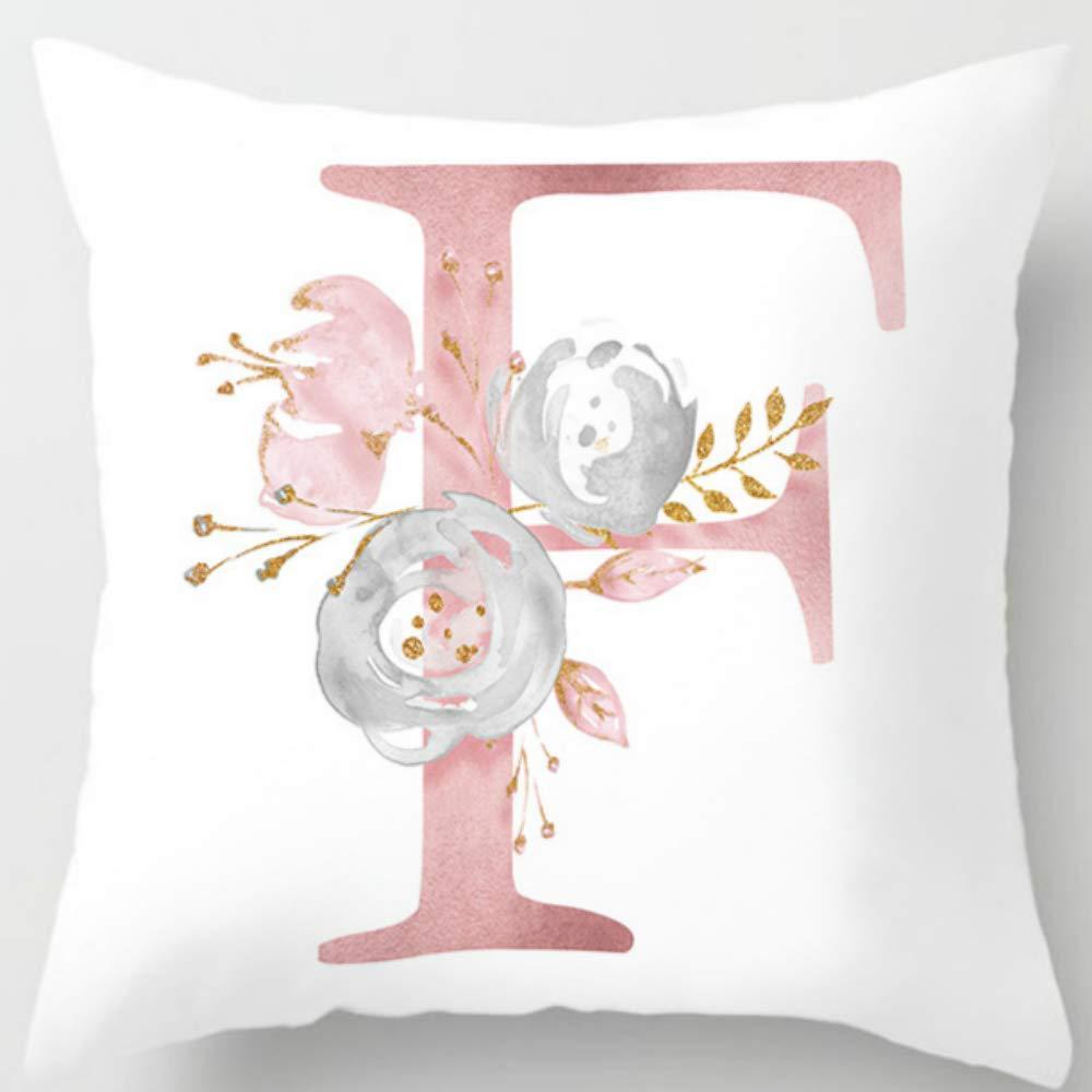 HKM-125395 26 Letters Peach Skin Printed Pillowcase, Single-Sided, 45x45 cm