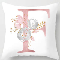 HKM-125395 26 Letters Peach Skin Printed Pillowcase, Single-Sided, 45x45 cm