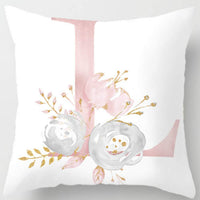 HKM-125395 26 Letters Peach Skin Printed Pillowcase, Single-Sided, 45x45 cm