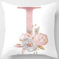 HKM-125395 26 Letters Peach Skin Printed Pillowcase, Single-Sided, 45x45 cm