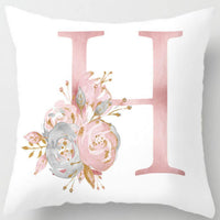 HKM-125395 26 Letters Peach Skin Printed Pillowcase, Single-Sided, 45x45 cm