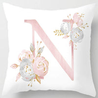 HKM-125395 26 Letters Peach Skin Printed Pillowcase, Single-Sided, 45x45 cm