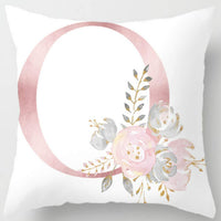 HKM-125395 26 Letters Peach Skin Printed Pillowcase, Single-Sided, 45x45 cm
