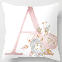 HKM-125395 26 Letters Peach Skin Printed Pillowcase, Single-Sided, 45x45 cm