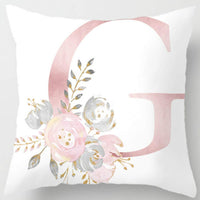 HKM-125395 26 Letters Peach Skin Printed Pillowcase, Single-Sided, 45x45 cm
