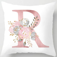 HKM-125395 26 Letters Peach Skin Printed Pillowcase, Single-Sided, 45x45 cm