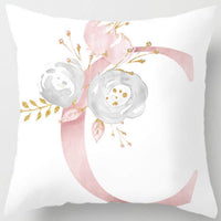 HKM-125395 26 Letters Peach Skin Printed Pillowcase, Single-Sided, 45x45 cm