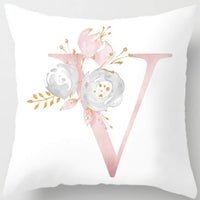 HKM-125395 26 Letters Peach Skin Printed Pillowcase, Single-Sided, 45x45 cm