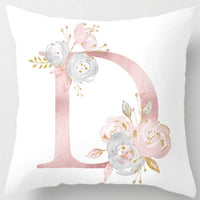HKM-125395 26 Letters Peach Skin Printed Pillowcase, Single-Sided, 45x45 cm