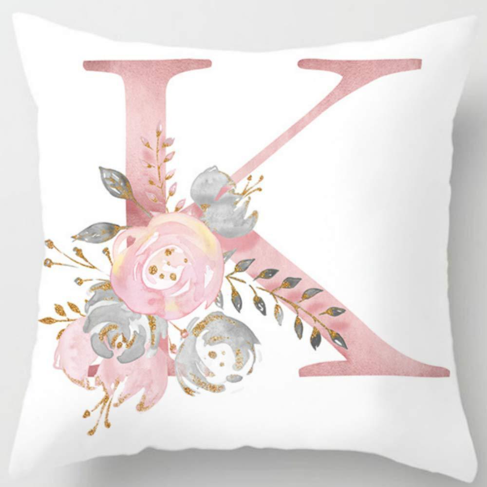 HKM-125395 26 Letters Peach Skin Printed Pillowcase, Single-Sided, 45x45 cm
