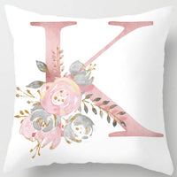 HKM-125395 26 Letters Peach Skin Printed Pillowcase, Single-Sided, 45x45 cm
