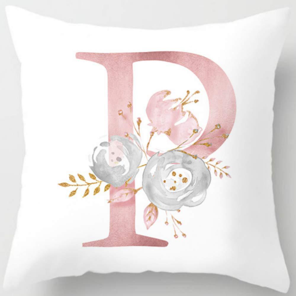 HKM-125395 26 Letters Peach Skin Printed Pillowcase, Single-Sided, 45x45 cm