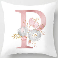 HKM-125395 26 Letters Peach Skin Printed Pillowcase, Single-Sided, 45x45 cm