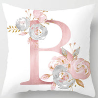HKM-125395 26 Letters Peach Skin Printed Pillowcase, Single-Sided, 45x45 cm