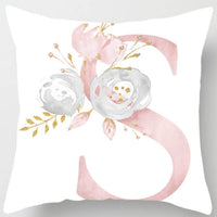 HKM-125395 26 Letters Peach Skin Printed Pillowcase, Single-Sided, 45x45 cm