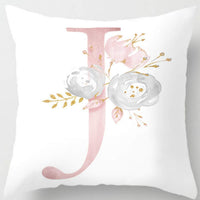 HKM-125395 26 Letters Peach Skin Printed Pillowcase, Single-Sided, 45x45 cm