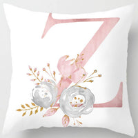 HKM-125395 26 Letters Peach Skin Printed Pillowcase, Single-Sided, 45x45 cm