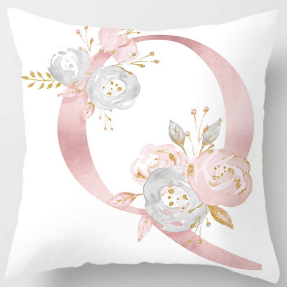 HKM-125395 26 Letters Peach Skin Printed Pillowcase, Single-Sided, 45x45 cm