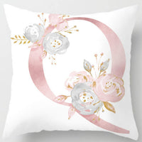 HKM-125395 26 Letters Peach Skin Printed Pillowcase, Single-Sided, 45x45 cm
