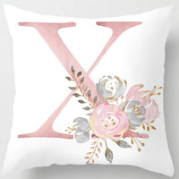 HKM-125395 26 Letters Peach Skin Printed Pillowcase, Single-Sided, 45x45 cm