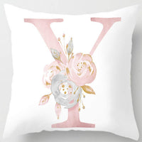 HKM-125395 26 Letters Peach Skin Printed Pillowcase, Single-Sided, 45x45 cm