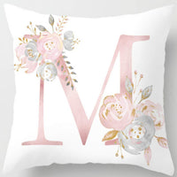 HKM-125395 26 Letters Peach Skin Printed Pillowcase, Single-Sided, 45x45 cm