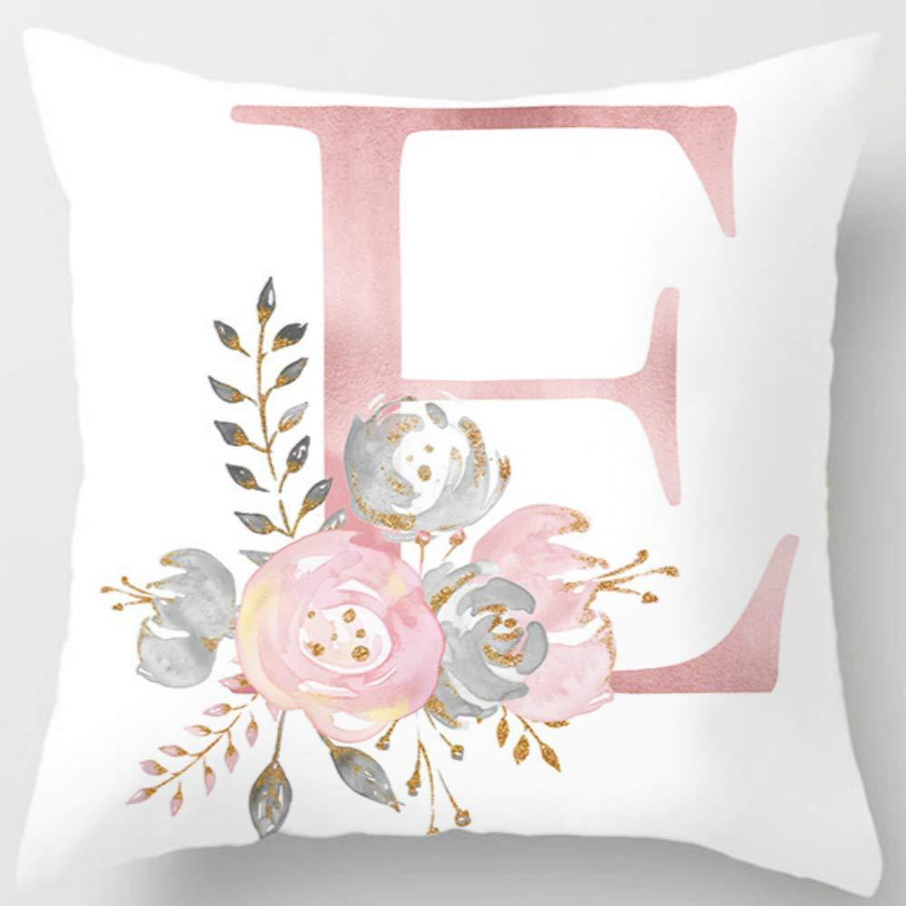 HKM-125395 26 Letters Peach Skin Printed Pillowcase, Single-Sided, 45x45 cm
