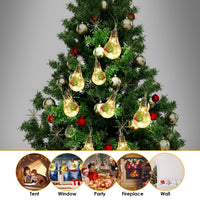 HKM-125395 Christmas Snow Globe String Lights - 13.78FT with 10 LED Bulbs, Battery Powered, Indoor Decorative Lighting