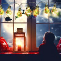 HKM-125395 Christmas Snow Globe String Lights - 13.78FT with 10 LED Bulbs, Battery Powered, Indoor Decorative Lighting