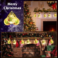 HKM-125395 Christmas Snow Globe String Lights - 13.78FT with 10 LED Bulbs, Battery Powered, Indoor Decorative Lighting