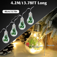 HKM-125395 Christmas Snow Globe String Lights - 13.78FT with 10 LED Bulbs, Battery Powered, Indoor Decorative Lighting