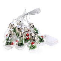 HKM-125395 Christmas Snow Globe String Lights - 13.78FT with 10 LED Bulbs, Battery Powered, Indoor Decorative Lighting