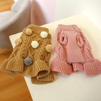 HKM-125523 Cozy Woolen Pet Skirt in Coffee and Pink - Available in Multiple Sizes