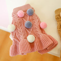 HKM-125523 Cozy Woolen Pet Skirt in Coffee and Pink - Available in Multiple Sizes