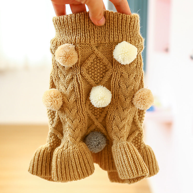 HKM-125523 Cozy Woolen Pet Skirt in Coffee and Pink - Available in Multiple Sizes