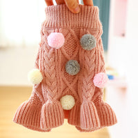 HKM-125523 Cozy Woolen Pet Skirt in Coffee and Pink - Available in Multiple Sizes