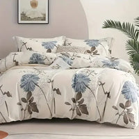 HKM-125587 Floral Duvet Cover Set with Large Flower Design