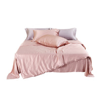 HKM-125587 Solid Color Silk Four Piece Bedding Set in Modern Nordic Style