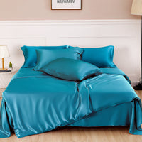 HKM-125587 Solid Color Silk Four Piece Bedding Set in Modern Nordic Style
