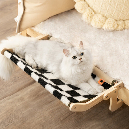HKM-125779 Cat Climbing Frame with Hanging Bed in Various Colors - Wooden Pet Bed for Cats