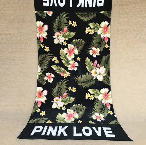 HKM-125843 Cotton Summer Beach Towel for Adults - Versatile Velvet and Terry Design, Ideal for Swimming, Yoga, and Picnic Use