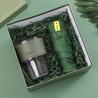 HKM-126035 Elegant Ceramic Business Partner Gift Set in White and Green - Creative European Style, 20*8.5