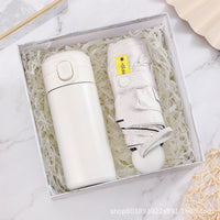 HKM-126035 Elegant Ceramic Business Partner Gift Set in White and Green - Creative European Style, 20*8.5