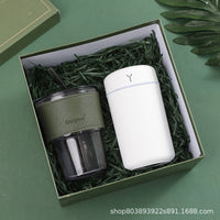 HKM-126035 Elegant Ceramic Business Partner Gift Set in White and Green - Creative European Style, 20*8.5