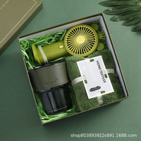 HKM-126035 Elegant Ceramic Business Partner Gift Set in White and Green - Creative European Style, 20*8.5