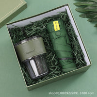 HKM-126035 Elegant Ceramic Business Partner Gift Set in White and Green - Creative European Style, 20*8.5